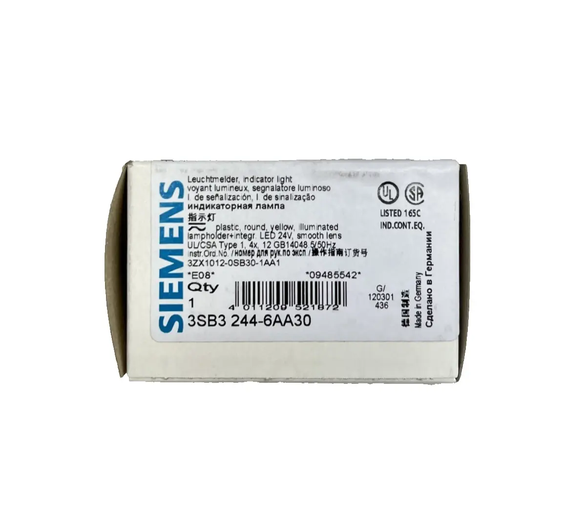 Siemens Indicator Light Yellow Round Complete LED 24V 3SB3244-6AA30 (40001036) Image 4